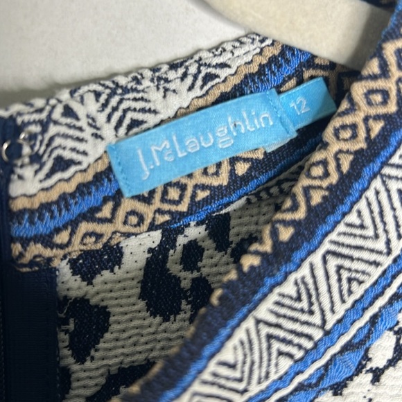 J.McLaughlin Kyrie Dress Blue White Knee Length Size 12 - Picture 4 of 5